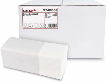 Semy Top SemyTop Papierhandtuch 2-lagig ZZ/V-Falz, Zellstoff, hochweiß, 4.000 Stk. - weiß ST-88058
