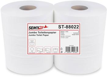 Semy Top Jumbo-Toilettenpapier, geprägt, 2-lagig, hochweiß 1 Paket = 6 Rollen, Ø 24,5 cm