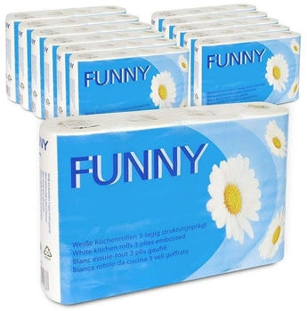 Funny Küchenrolle, 3-lagig, hochweiß, 100 % Zellstoff 1 Paket = 12 x 4 Rollen = 48 Rollen à 50 Blatt