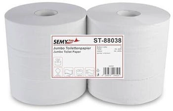 Semy Top SemyTop Jumbo Toilettenpapier 6 Rollen, 2-lagig, geprägt, Recycling, rec. weiß, Ø28cm,7,5er Kern - ST-88038