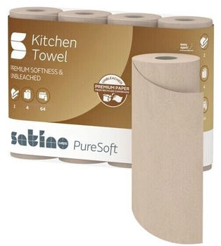 Satino PureSoft Küchenrolle, 2-lagig, 26 x 22 cm 161050 , 1 Packung = 4 Rollen à 64 Blatt