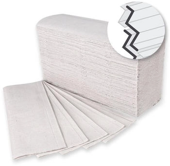 Mensch Franz Papierhandtuch 1-lagig Recyclingpapier Z-Interfold Weiss 24x23 cm - weiß 30406