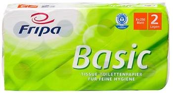 Fripa Toilettenpapier Basic 2-lagig, weiss, 250 Blatt pro Rolle 64 Stück