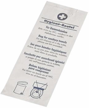 Papstar Hygienebeutel 28 cm x 11 cm x 5,5 cm Weiß "Bedruckt" (12376)