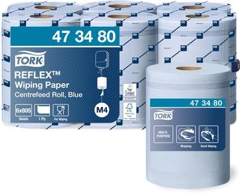 Tork Reflex&trade; Papierwischt&uuml;cher, M4, 1-lagig, blau 473480 , 1 Packung = 6 Rollen &agrave; 771 Blatt