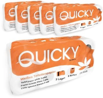 Quicky Toilettenpapier, 3-lagig 1 Paket = 6 Packungen x 8 Rollen = 48 Rollen à 250 Blatt