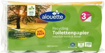 Alouette Recycling-Toilettenpapier 16 Rollen / 200 Blatt weiß