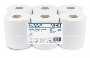 Funny Mini-Jumbo-Toilettenpapier 3-lagig hochweiß 100 Meter 1 Karton = 12 Rollen