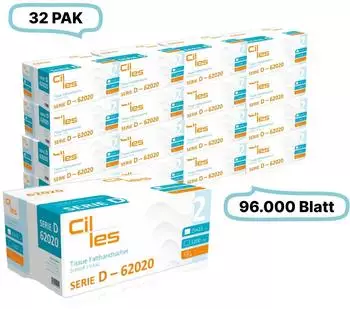 Blanc Hygienic Falthandtücher 25x23cm 2-lg 32 Pak 96.000 Blatt gesamt 3.000 Blatt/ Pak 100% Zellstoff V-Falz CIL- les Tissue Series D