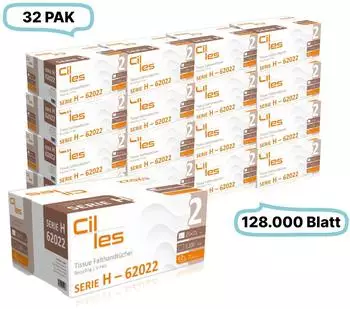 Blanc Hygienic Falthandtücher 25x21cm 2-lg 32 Pak 102.400 Blatt gesamt 3.200 Blatt/ Pak Recyclingpapier V-Falz CIL- les Tissue Series H