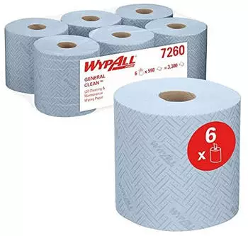 Kimberly-Clark L20 Wischt&uuml;cher 2-lagig blau 7260 1 Paket = 6 Rollen &agrave; 550 T&uuml;cher = 3300 T&uuml;cher