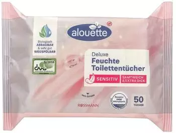 Alouette Feuchtes Toilettenpapier frisch 1-lagig 1 Pack = 50 Tücher