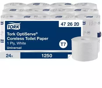 Tork Toilettenpapier OptiServe Coreless 472620 T7 1-lagig Tissue Kleinrolle 1250 Blatt 24 Rollen