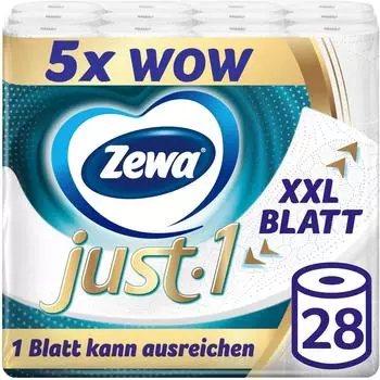 Zewa Just 1 Toilettenpapier 4-lagig wei&szlig; 485267 1 Polysack = 7 Packungen &agrave; 4 Rollen &agrave; 99 Blatt