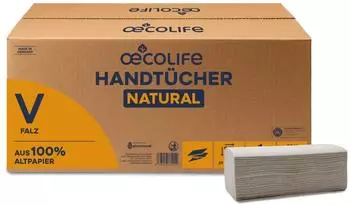 oecolife Papierhandtücher Natural 4801200 natur 1-lagig Zick-Zack-Falz 25 x 23 cm 4800 Stück