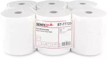 Plock Handtuchrollen SemyTop Autocut 20 cm DM 19 cm 3-lagig weiß 6 Rollen weiß Papier ST-77723