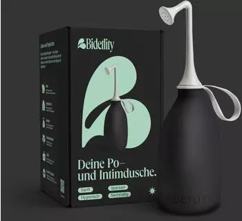 Bidetlity Po-Dusche Intimdusche Bold Black / Verpackt Wochenbett & Reise-Bidet