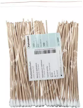 Fuhrmann Wattest&auml;bchen Holz kleiner Kopf 15 cm 100 St