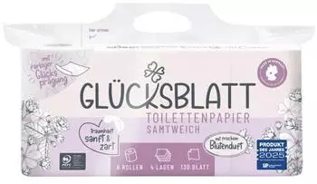 Fripa GL&Uuml;CKSBLATT Toilettenpapier samtweich 4-lagig 8 Rollen 1 Pack = 8 Rollen