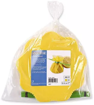 Hygostar Zitronenserviertuch "Lemon Wrap" aus Baumwolle 100 St&uuml;ck 22 cm Gelb-Gr&uuml;n gelb