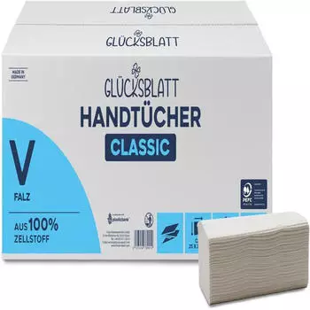 Fripa GL&Uuml;CKSBLATT Papierhandt&uuml;cher &raquo;Classic&laquo; 1-lagig naturwei&szlig; 4800 Bl&auml;tter (20 x 240 Blatt pro Ka 25 cm