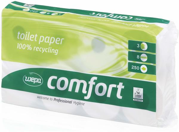 Satino Comfort Recycling Toilettenpapier 3-lagig weiß (8 Rollen)