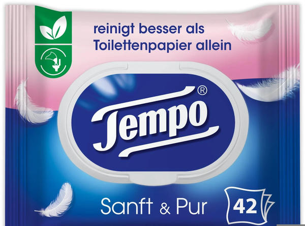 Tempo Feuchte Toilettentücher Sanft & Pur empfindliche Haut (42 Tücher)