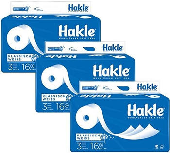 Hakle Klassisch Toilettenpapier 3-lagig weiß (3 x 16 Rollen)
