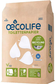 oecolife Recycling Toilettenpapier 3-lagig (6 Rollen)