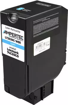 Ampertec Toner Cyan, ersetzt Lexmark 74C20C0 (LT2539C/1AM)