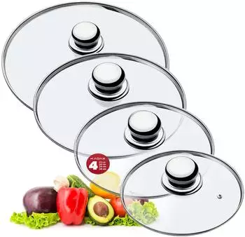 Kadax Glasdeckel-Set für Topf & Pfanne, Ø 20/24/26/28cm, hitzebeständig (K8380)