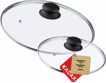 Kadax Glasdeckel-Set Ø20+28cm hitzebeständig für Töpfe & Pfannen (K4597)