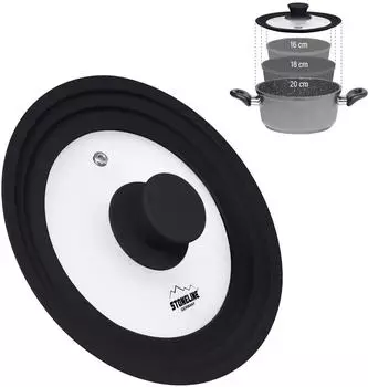 Stoneline Universal-Glasdeckel 16/18/20cm, Silikon, schwarz (22537)