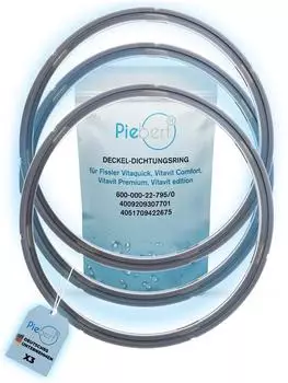 Piebert Dichtung 39156 für Schnellkochtopf, Silikon, grau, 22cm, 3er-Pack (600-000-22-795/0)