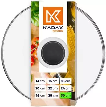 Kadax Glasdeckel mit Silikongriff, rund, 30cm, schwarz (K1944)