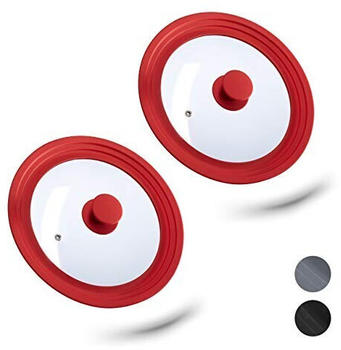 Relaxdays Universal Glasdeckel Set mit abgestuftem Silikonrand 2-teilig 22/26 cm