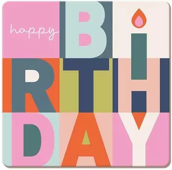Grafik Werkstatt Bielefeld Korkuntersetzer Happy Birthday 9,5 x 9,5 cm Bunt