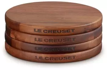 Le Creuset Holzuntersetzer Akazie 4er-Set magnetisch