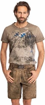 Maddox Lederhose kurz HORN antik stein (12765)