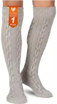 German Wear Trachtensocken GW250 Toverknee Strümpfe 70cm lang natur