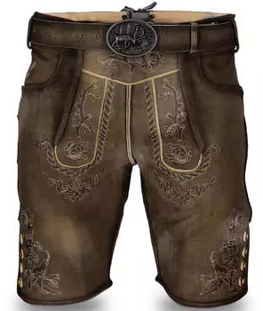 Steigenhöfer Trachtenlederhose Franz Vintage mit Gürtel dunkelbraun