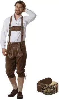 Dress for Fun Kakob Lederhose aus Rind mit traditionellen Stickereien dunkelbraun