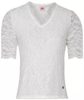 Spieth & Wensky Dirndlbluse Arktis mit Alloverspitze offwhite