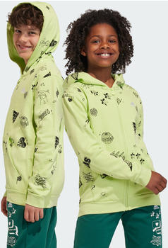 Adidas Kids Brand Love Allover Print Kids Full-Zip Hoodie pulse lime/black/white (IA1556)