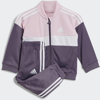 Adidas Kids Tiberio 3-Stripes Colorblock Shiny Kids Track Suit Clear pink/white/shadow violet (IJ6333)