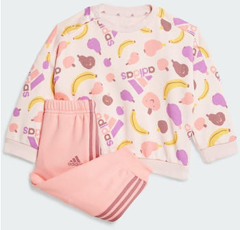Adidas Kids Essentials Allover Print Jogging Suit (JF4487) sandy pink