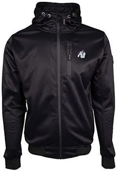 Gorilla Wear Glendale Softshell Jacke schwarz leichte Trainingsjacke winddicht Logo bequem zum Sport Alltag Training Workout Reissverschlusstasche Logo auf den &Auml;rmeln Langarm aus Polyester