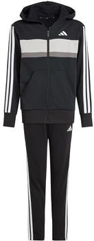 Adidas Tiberio 3-Streifen Fleece Jogginganzug Kinder JC7520 schwarz wei&szlig; grau zwei