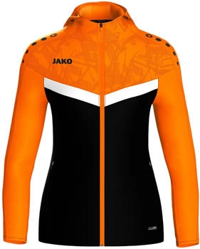 JAKO Damen-Kapuzenjacke Iconic (6824) schwarz/neonorange