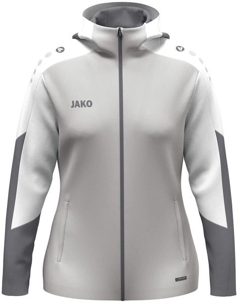 JAKO Damen Kapuzenjacke Dynamic, hellgrau/weiß/grau, L